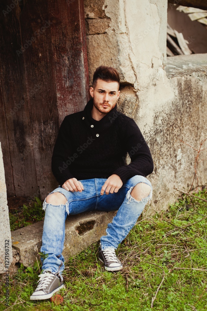 Attractive guy in a old house Attractive guy in a old house
