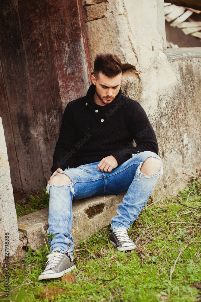 Attractive guy in a old house Attractive guy in a old house
