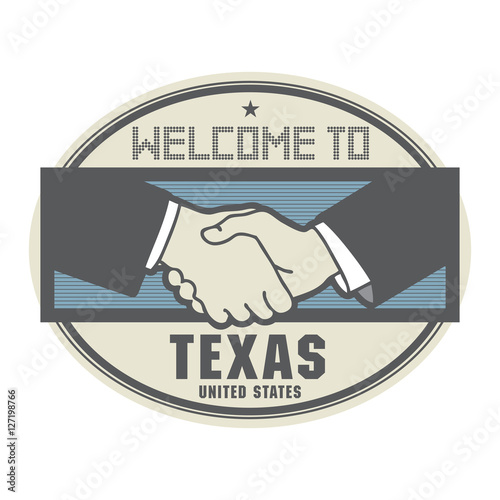 Business concept with handshake and the text Welcome to Texas, 