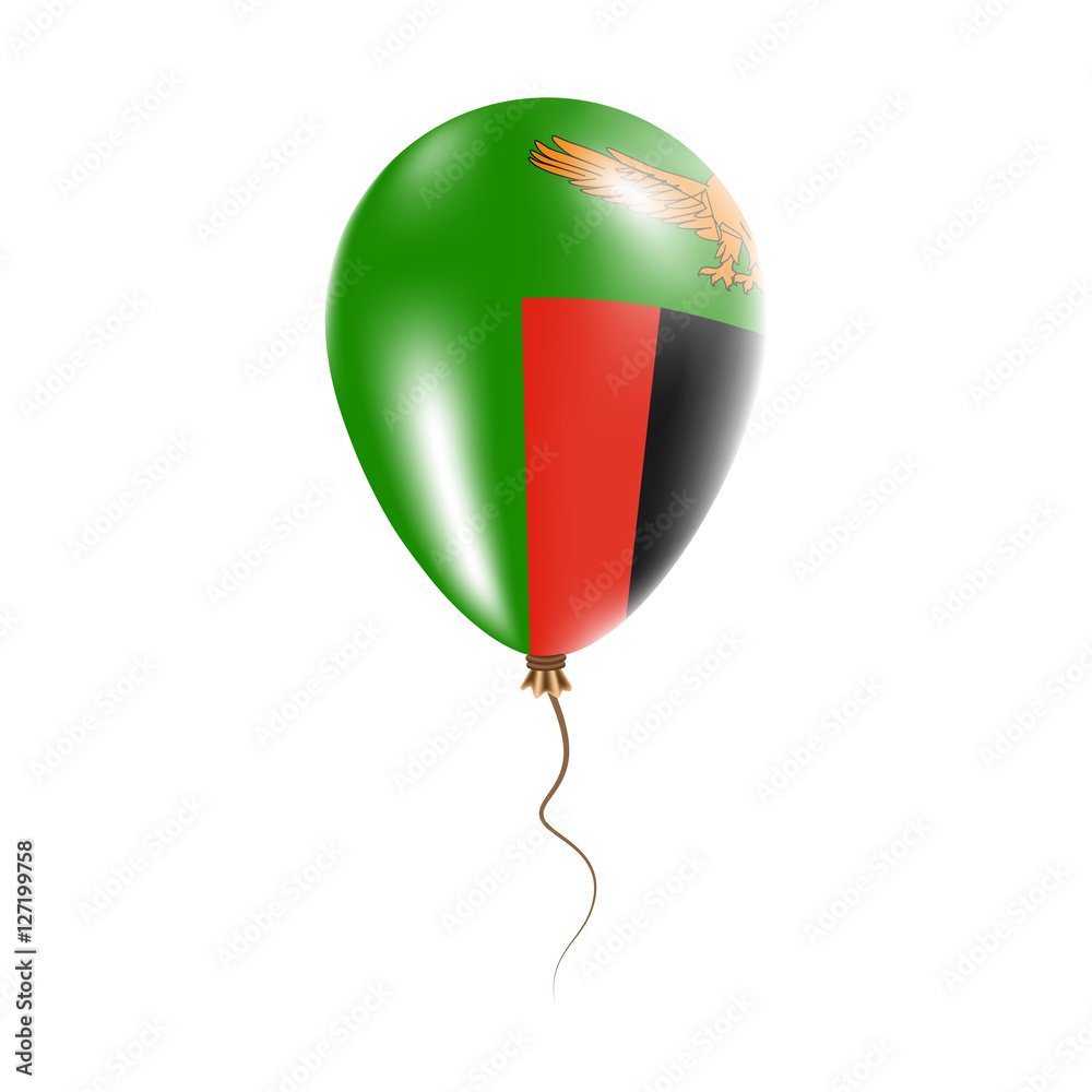 Obraz premium Zambia balloon with flag. Bright Air Ballon in the Country National Colors. Country Flag Rubber Balloon. Vector Illustration.