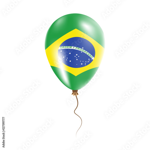 Brazil balloon with flag. Bright Air Ballon in the Country National Colors. Country Flag Rubber Balloon. Vector Illustration.