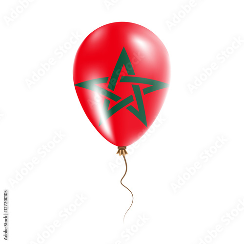 Morocco balloon with flag. Bright Air Ballon in the Country National Colors. Country Flag Rubber Balloon. Vector Illustration.