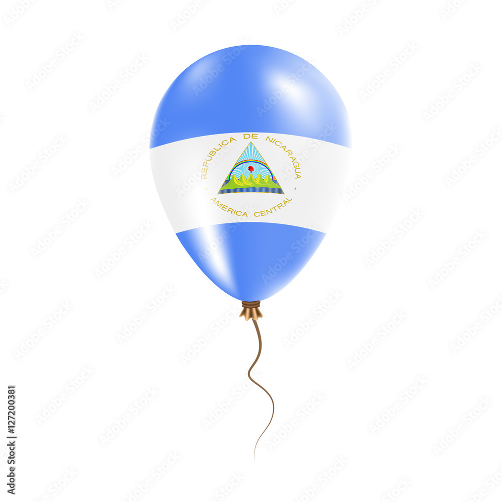 Obraz premium Nicaragua balloon with flag. Bright Air Ballon in the Country National Colors. Country Flag Rubber Balloon. Vector Illustration.