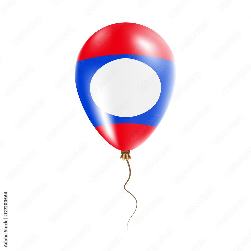 Naklejka premium Lao People's Democratic Republic balloon with flag. Bright Air Ballon in the Country National Colors. Country Flag Rubber Balloon. Vector Illustration.