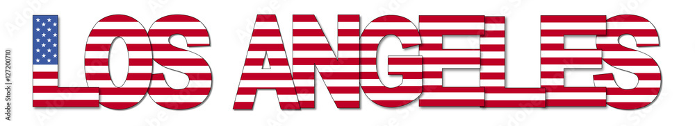Obraz premium Los Angeles overlapping flag text illustration