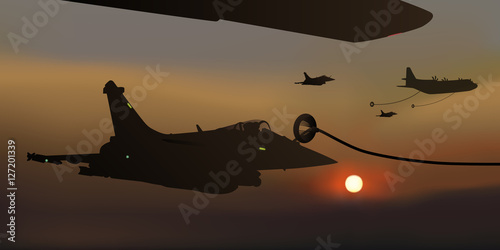Avion de chasse - Ravitaillement - guerre - Nuit