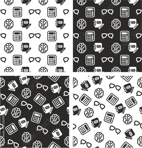 Geek Or Nerd Aligned & Random Seamless Pattern Set
