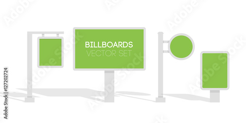 Billboards, advertise billboards, city light billboard. Flat 3d vector illustration for infographic