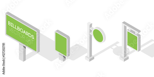 Billboards, advertise billboards, city light billboard. Flat 3d isometric vector illustration for infographic