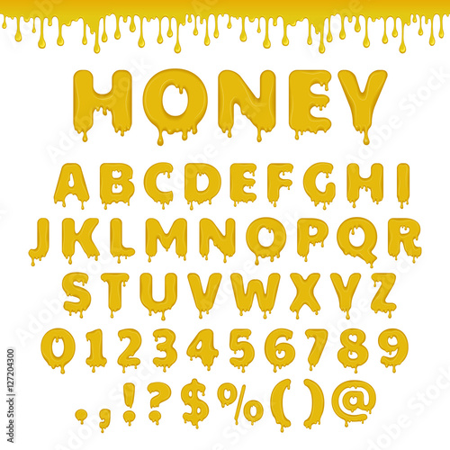 Vector honey latin alphabet