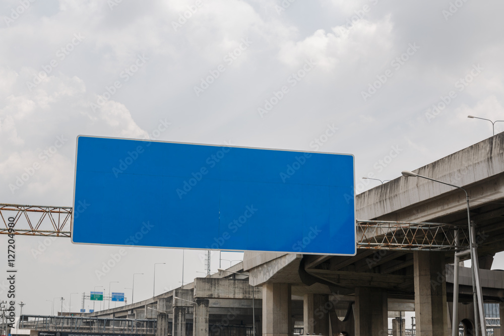 Billboards empty with blue colors on the steel structure Billboards empty with blue colors on the steel structure