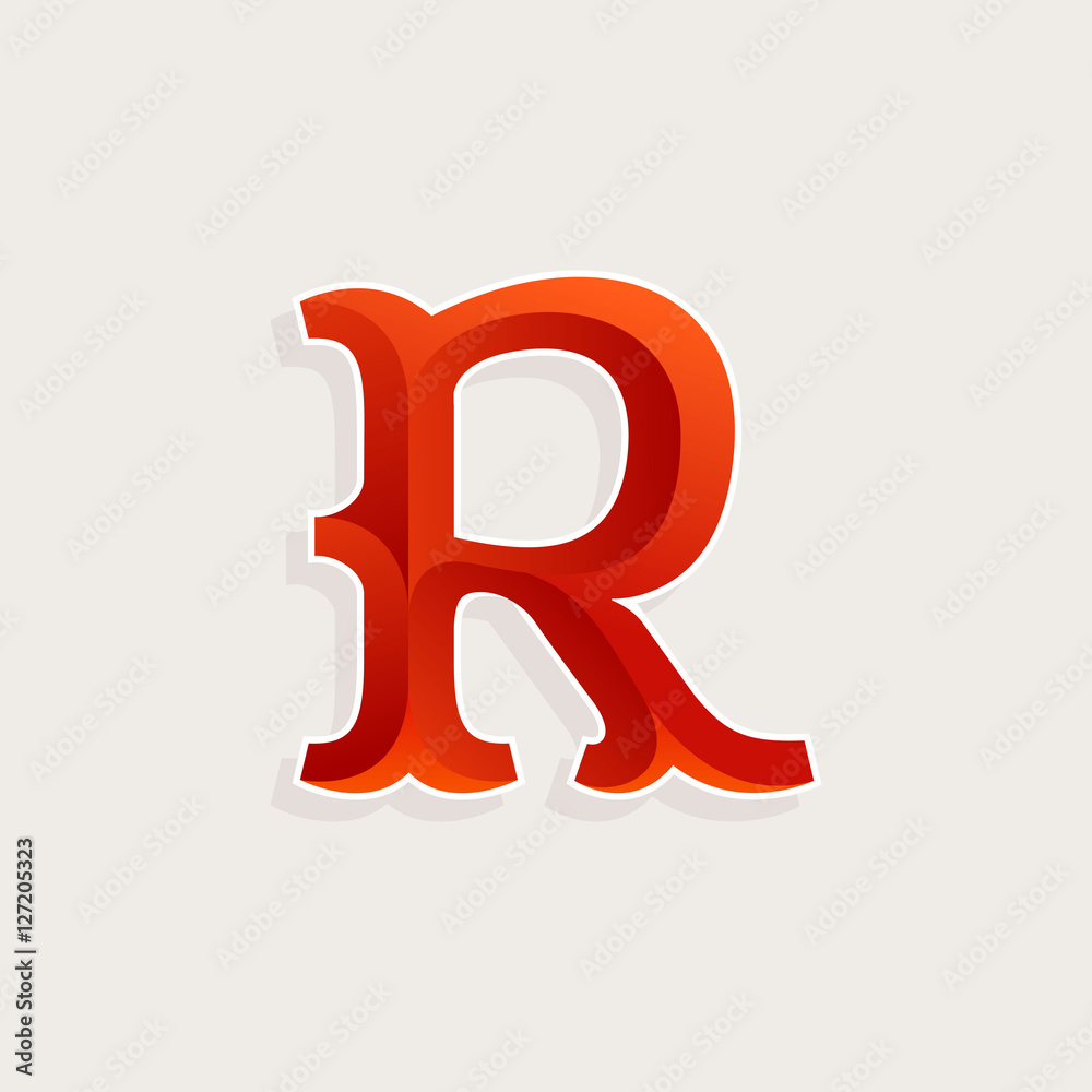 R letter logo in elegant circus faceted style. R letter logo in elegant circus faceted style.