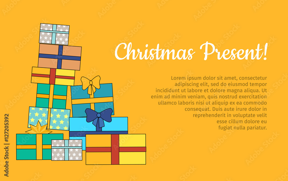 Naklejka premium Big Pile of Colorful Wrapped Gift Boxes Web Banner