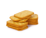 stack of butter biscuits on white background