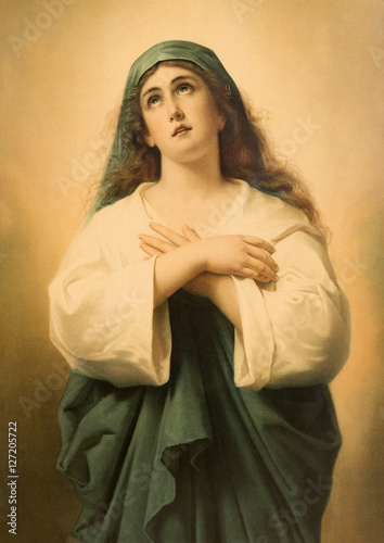 Fotografie BERNOLAKOVO, SLOVAKIA, NOVEMBER - 9, 2016: Typical catholic image Virgin Mary printed in Berlin from end of 19