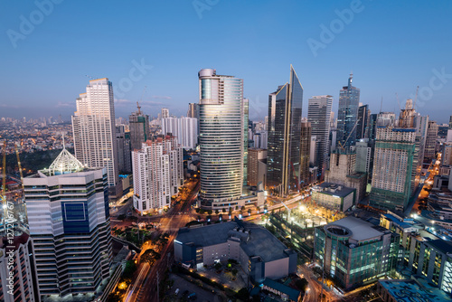 Makati Skyline at night. Makati is a city in the Philippines` Metro Manila region and the country`s financial hub. 
