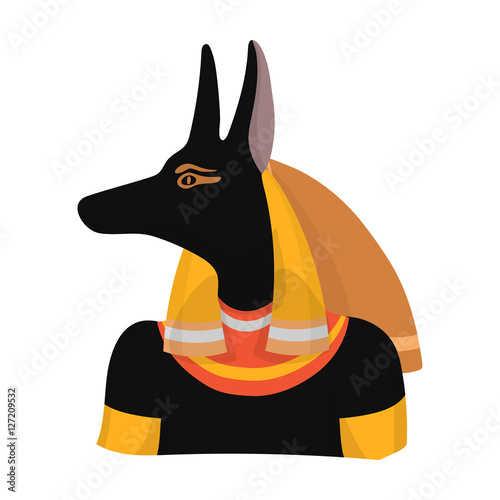 Anubis icon in cartoon style isolated on white background. Ancient Egypt symbol stock vector illustration.