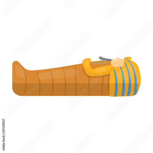 Pharaoh sarcophagus icon in cartoon style isolated on white background. Ancient Egypt symbol stock vector illustration.