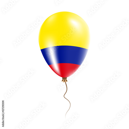Colombia balloon with flag. Bright Air Ballon in the Country National Colors. Country Flag Rubber Balloon. Vector Illustration.