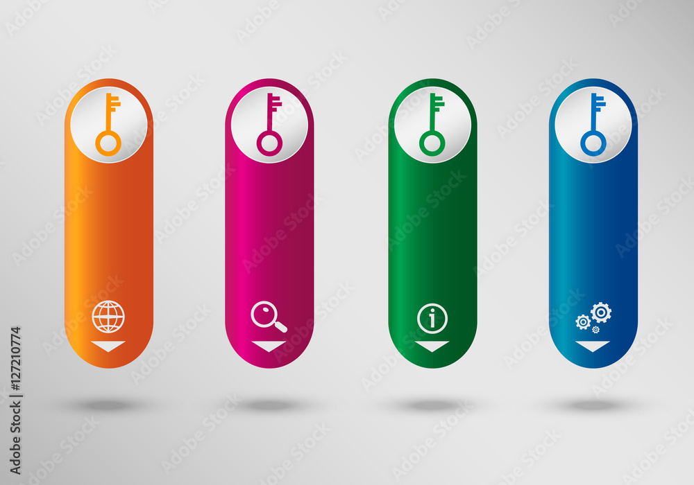 Key icon on vertical infographic design template, can be used fo Key icon on vertical infographic design template, can be used fo