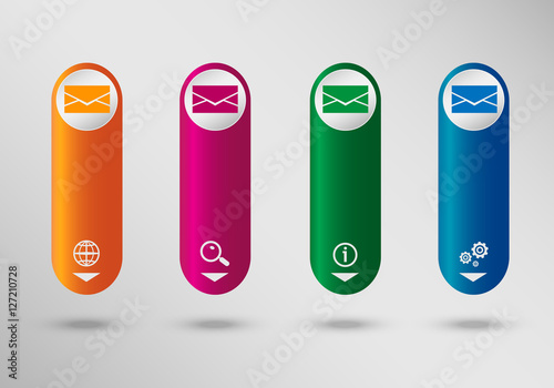 Envelope icon on vertical infographic design template, can be us
