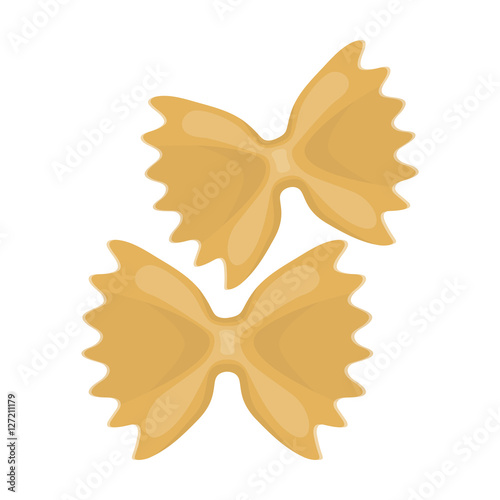 Farfalle icon pasta in cartoon style isolated on white background. Types of pasta symbol stock vector illustration.