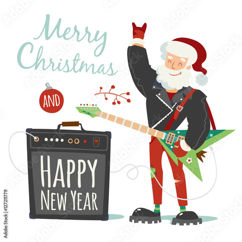 vector rock santa illustration