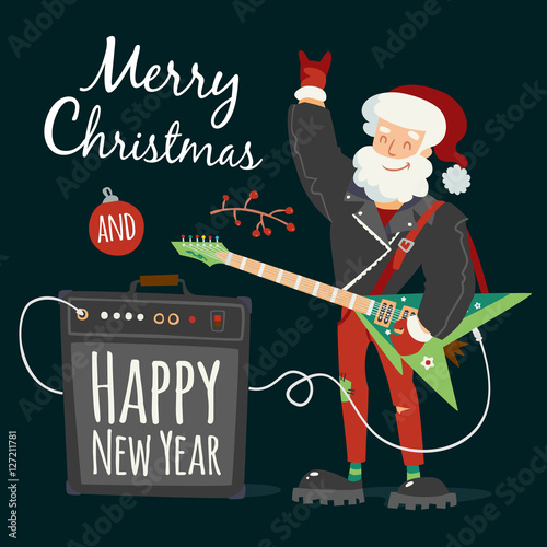 vector rock santa illustration