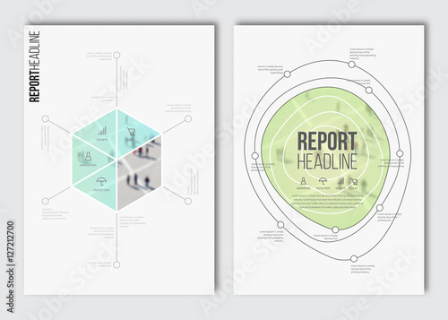 Brochure layout template. Vector business infographics layout, blur background with elements for magazine, flyer, cover, poster design. A4 size.
