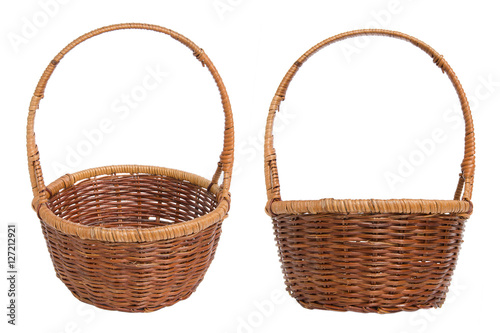Wicker basket for the food isolated on white background 