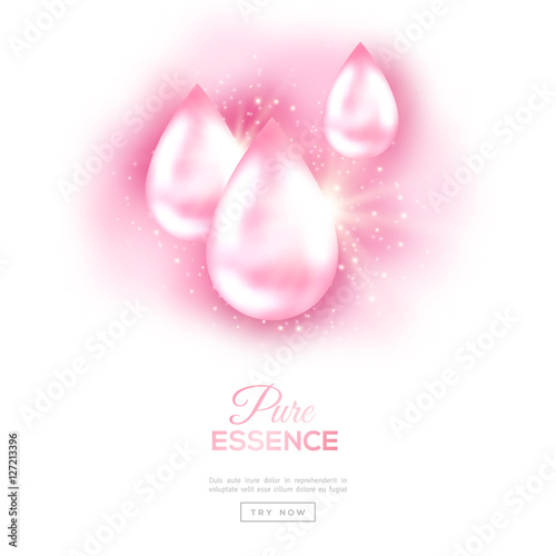 Pink Oil Drops Isolated on White