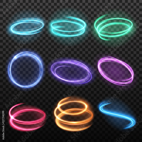 Neon Blurry Motion Circles Set