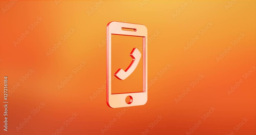 Animated Mobile Call Red 3d Icon Loop Modules for edit with alpha matte
