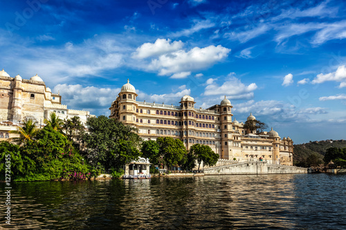 City Palace view from the lake. Udaipur, Rajasthan