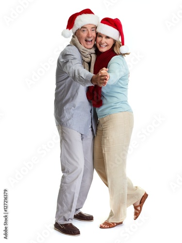 Senior couple santa.