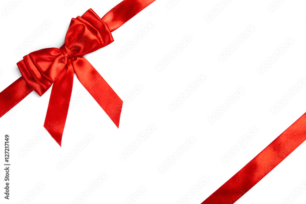 Red ribbon bow isolated on white background Red ribbon bow isolated on white background
