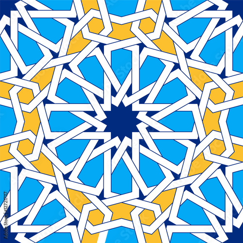 Islamic geometric ornaments based on traditional arabic art. Oriental seamless pattern. Muslim mosaic. Colorful vector