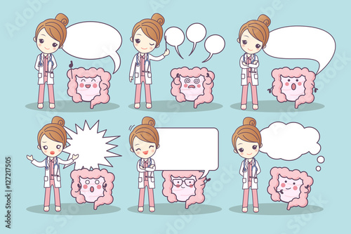 cartoon intestine and doctor