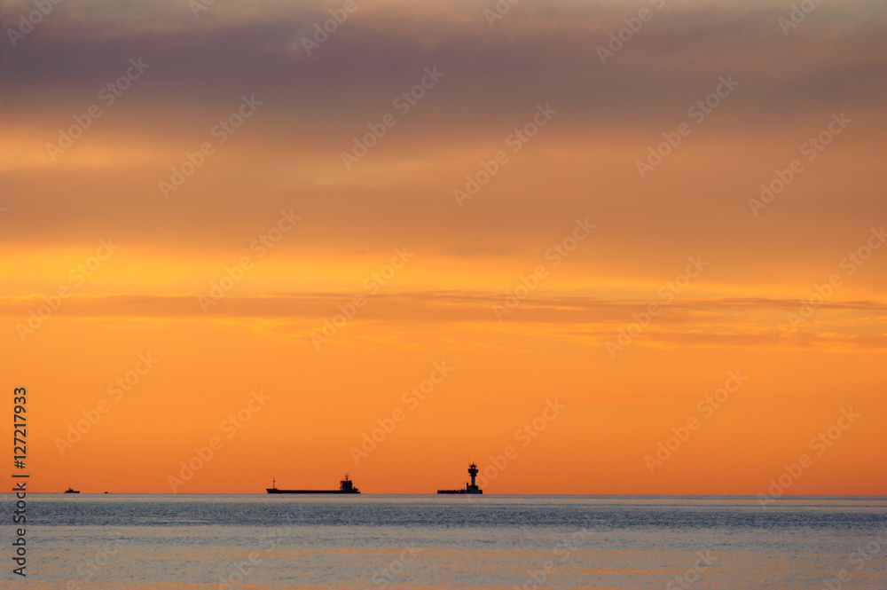 Sonnenuntergang Kieler Bucht Leuchtturm