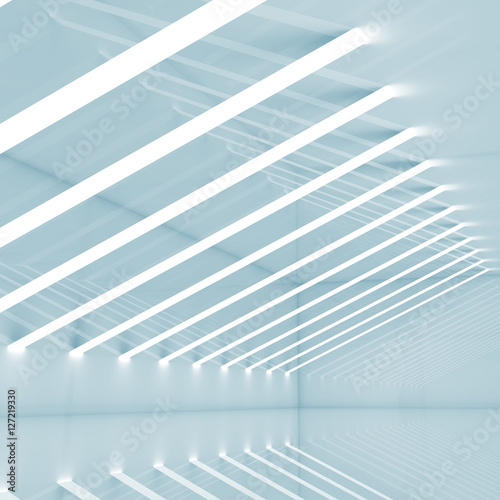 Abstract empty blue 3 d square interior