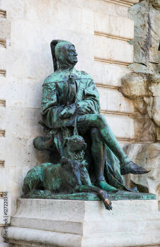 Historian Galeotto Marzio statue at Buda Castle, Budapest, Hunga