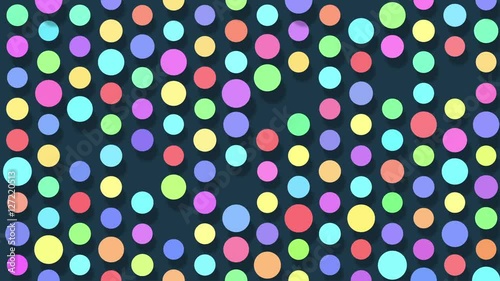 Colorful dots popping up and disappearing. Abstract animation background.