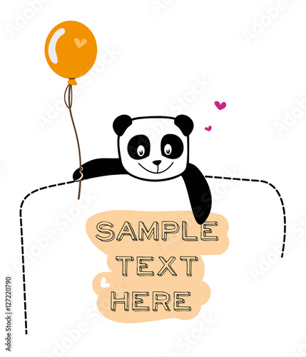 Fototapeta Naklejka Na Ścianę i Meble -  Cute baby Panda holding a balloon