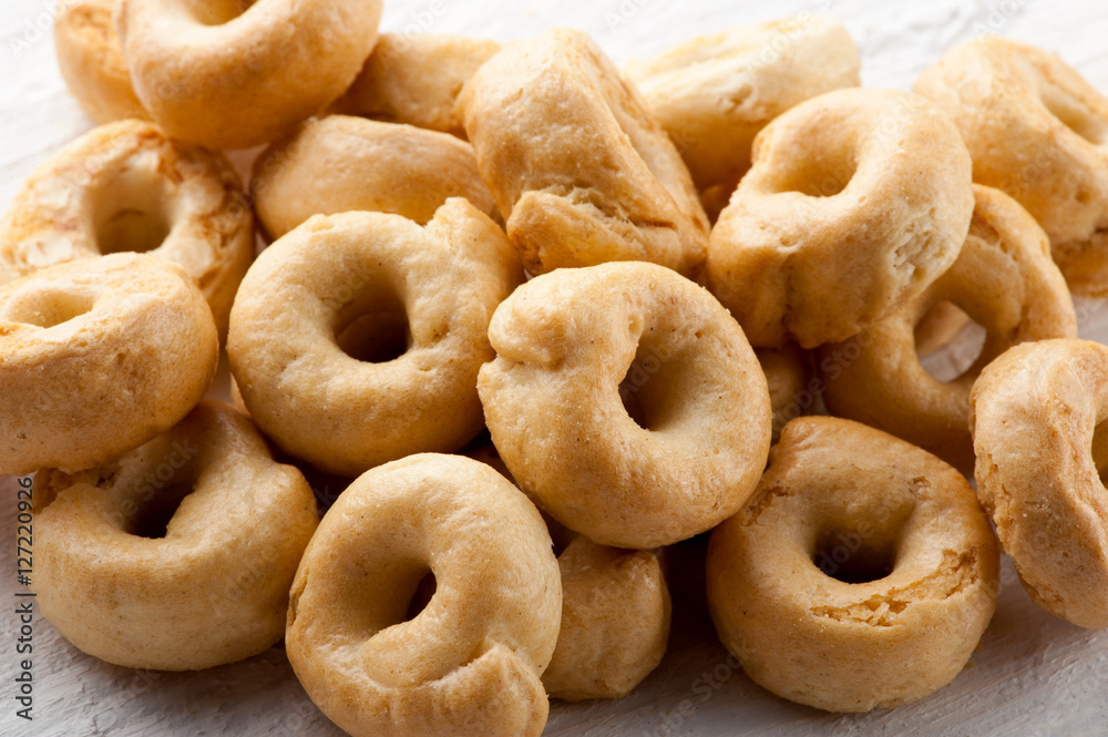 Pile of crunchy Italian taralli crackers Pile of crunchy Italian taralli crackers