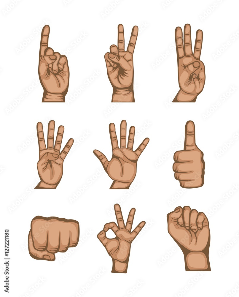 icons set of human hand with gesture expression over white background. colorful design. vector illustration icons set of human hand with gesture expression over white background. colorful design. vector illustration