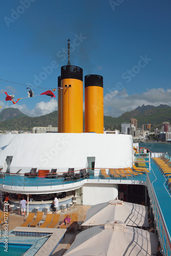 Decks of cruise liner. Port Louis, Mauritius