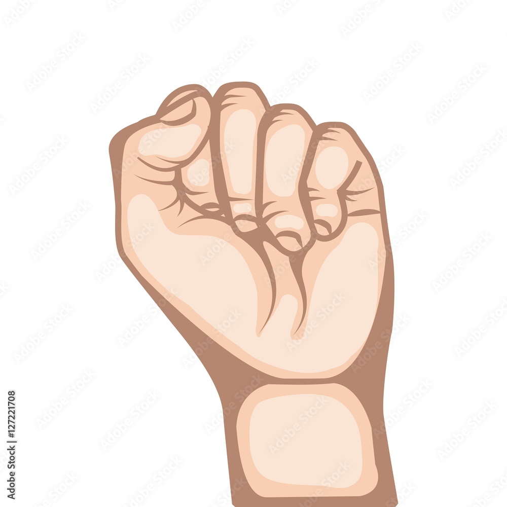 Fototapeta premium human hand with fist gesture over white background. colorful design. vector illustration