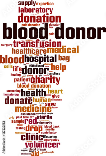 Blood donor word cloud concept. Vector illustration