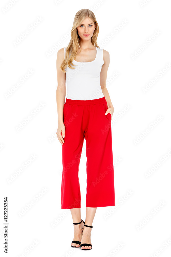 Fashion photo of young magnificent woman wearing fashionable summer clothes Fashion photo of young magnificent woman wearing fashionable summer clothes
