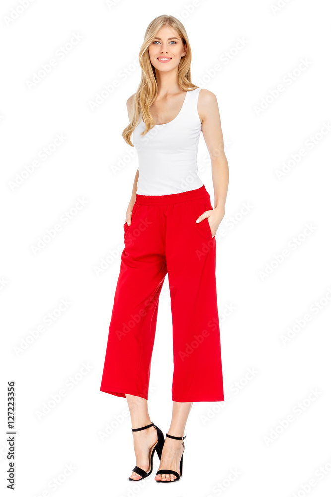 Fashion photo of young magnificent woman wearing fashionable summer clothes Fashion photo of young magnificent woman wearing fashionable summer clothes